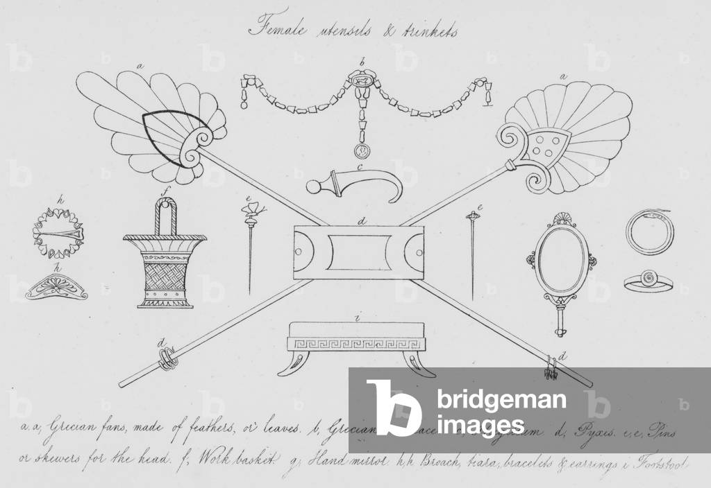 Female utensils and trinkets (engraving)