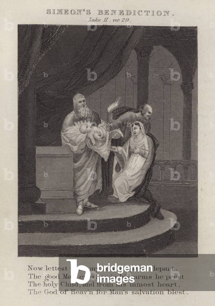 Simeon's benediction, Luke II, ver 29 (engraving)