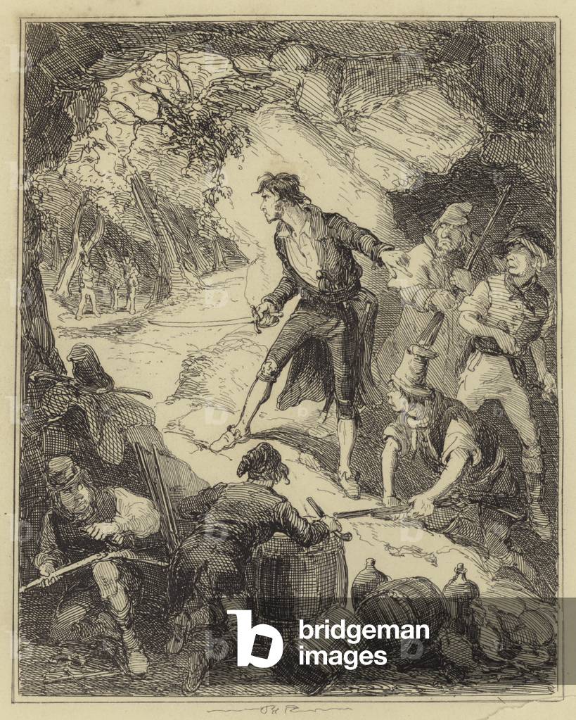 Discovery of Captain Grant and his band (engraving)