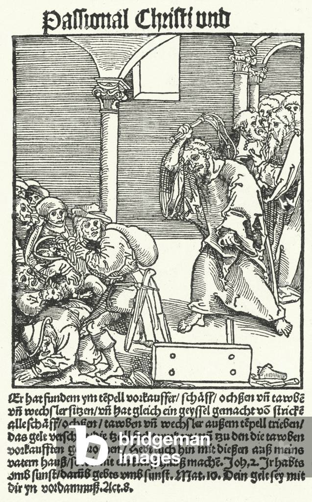A page from Luther's anti-papist pamphlet, Passional Christi und Antichristi, 1521 (engraving)