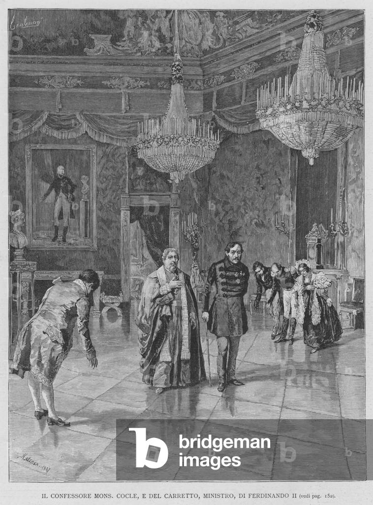 Il Confessore Mons Cocle, E Del Carretto, Ministro, Di Ferdinando II (engraving)