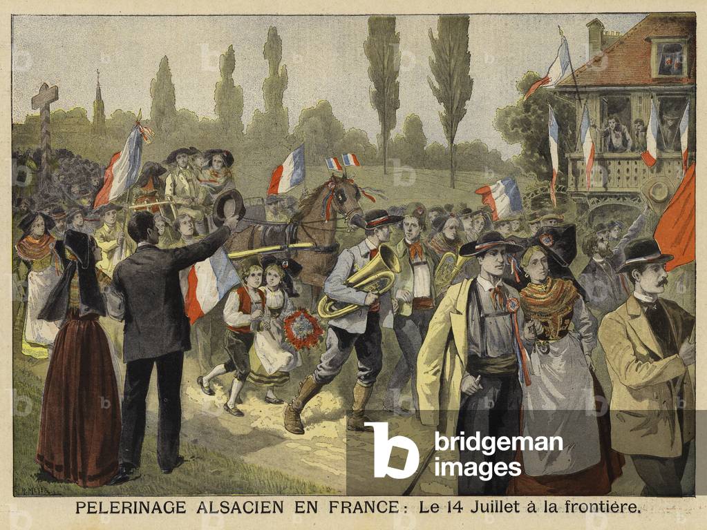 Pilgrimage of Alsatians to France, 14 July 1897 (colour litho)