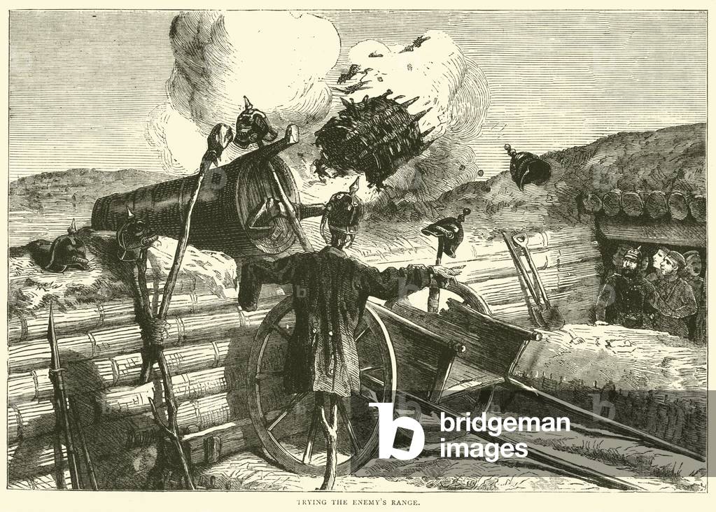 Trying the enemy's range, October 1870 (engraving)