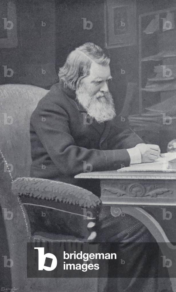 Ruskin in his Study (b/w photo)