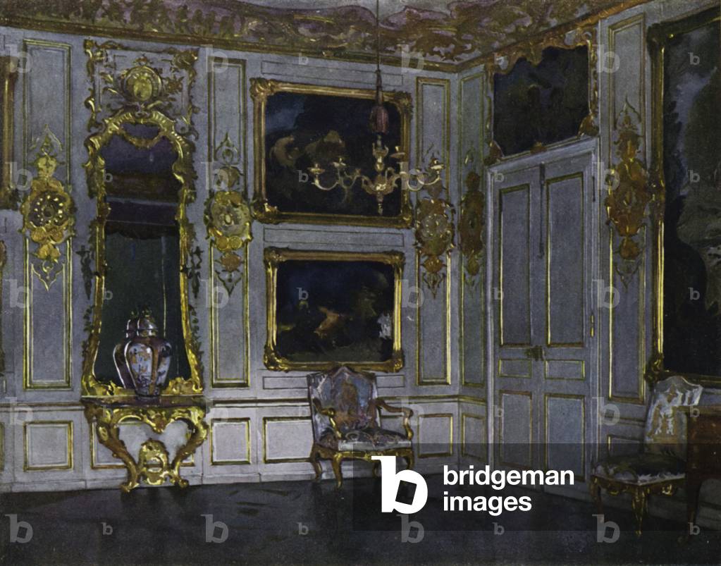 Hunting Chamber in Castle Ansbach, Built 1713-15 (colour litho)