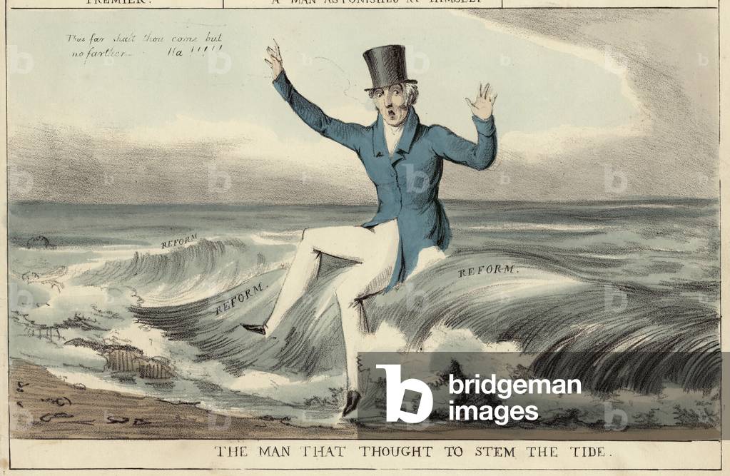 The man that thought to stem the tide of Reform, The Duke Of Wellington (colour litho)