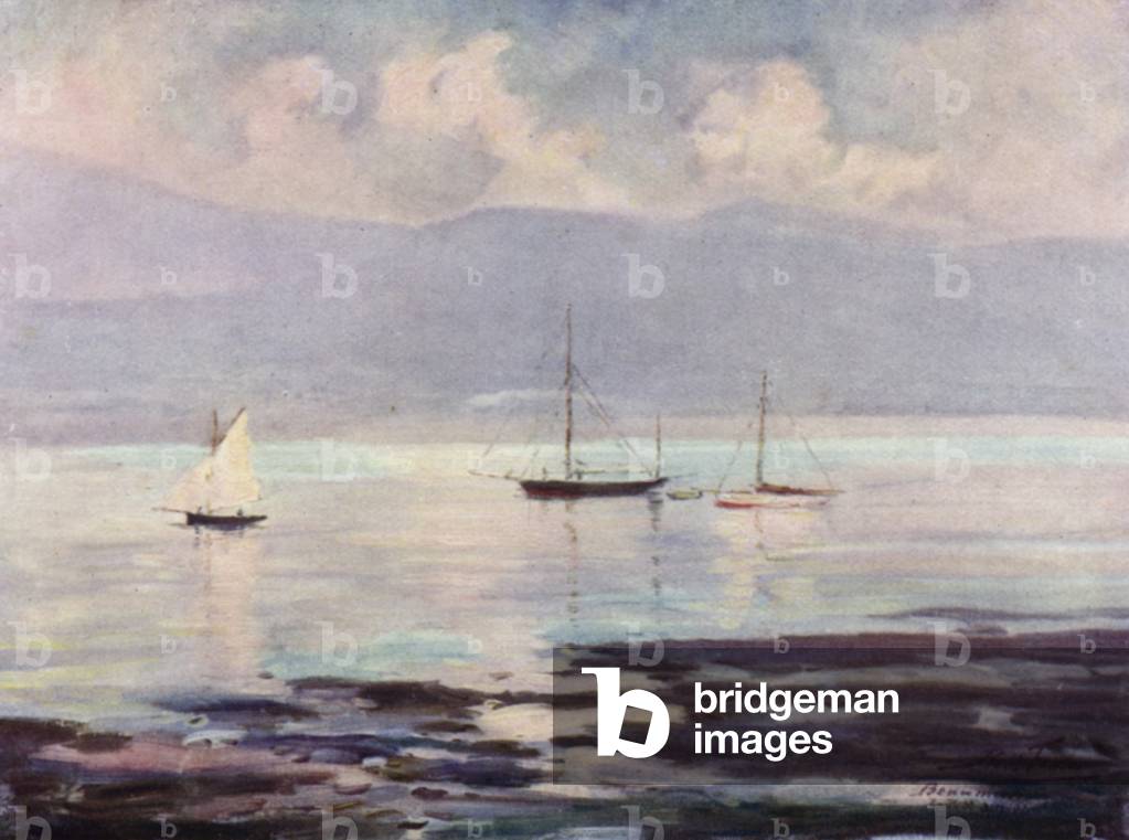 Yachts, Anglesey Coast (colour litho)