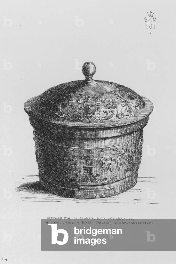 Victoria And Albert Museum: Circular Bowl in bell-metal, Dutch, date about 1600 (engraving)
