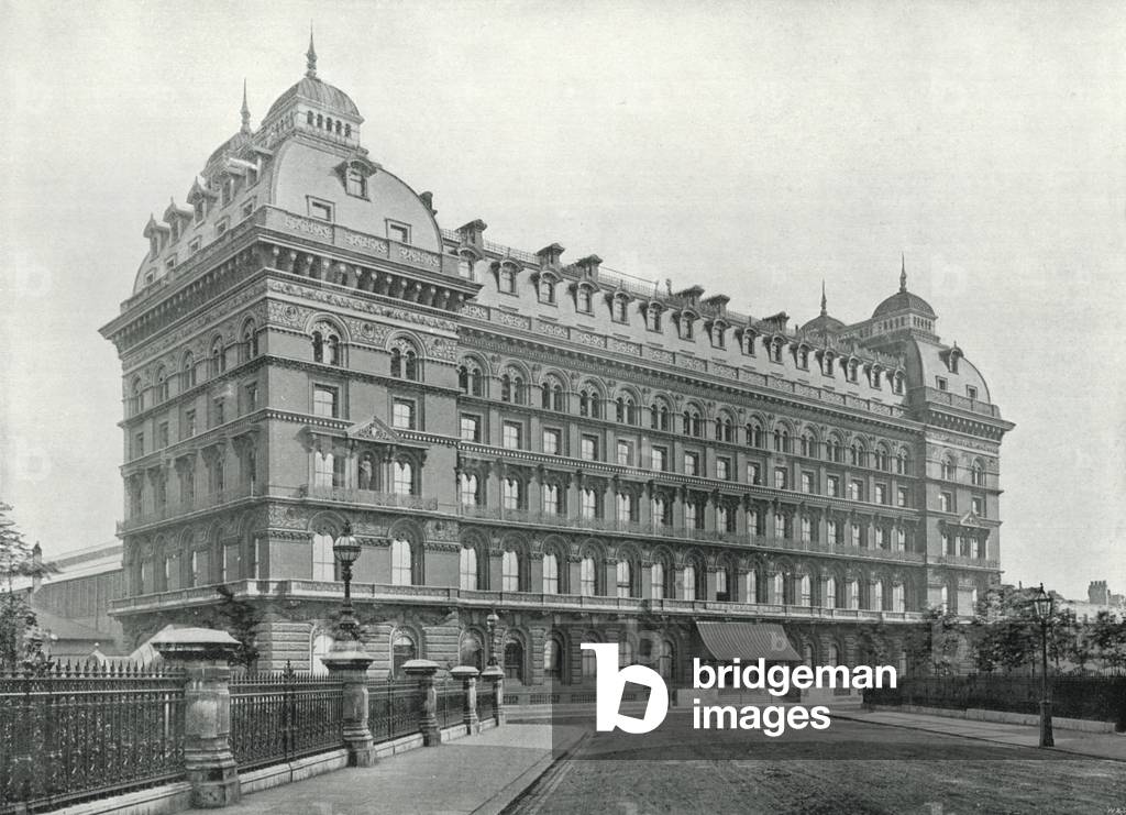 The Grosvenor Hotel, with Part of Victoria Station on the Left (b/w photo)
