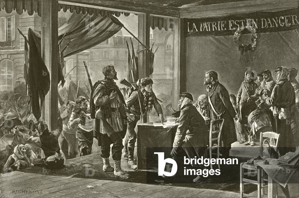 The enrollment of volunteers, 1870 (gravure)