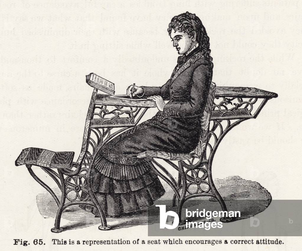 This is a representation of a seat which encourages a correct attitude (engraving)