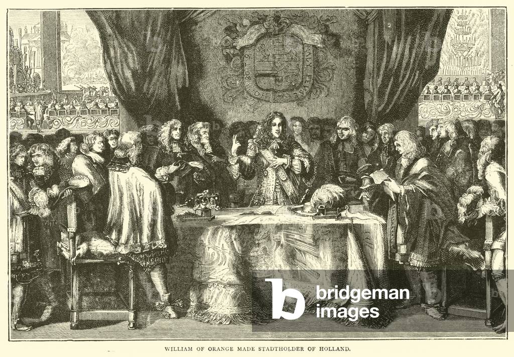 William of Orange made stadtholder of Holland (engraving)