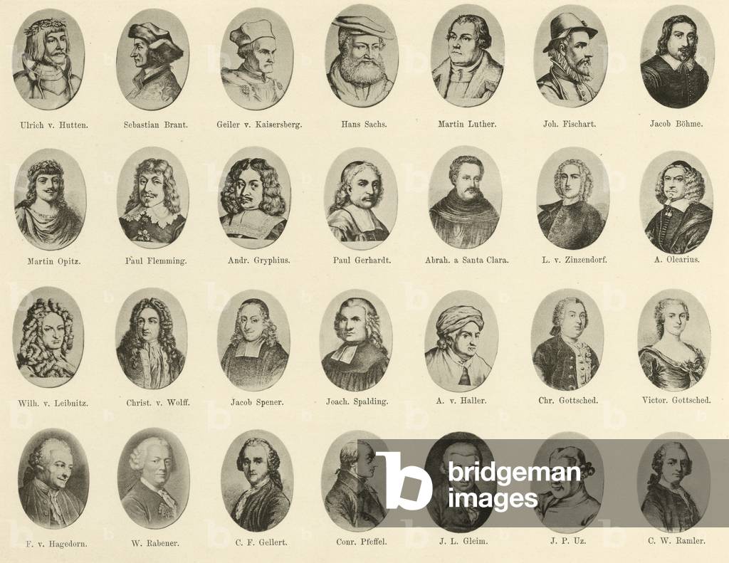 Portraits of famous Germans from Ritter vom Deutschen Geiste (litho)