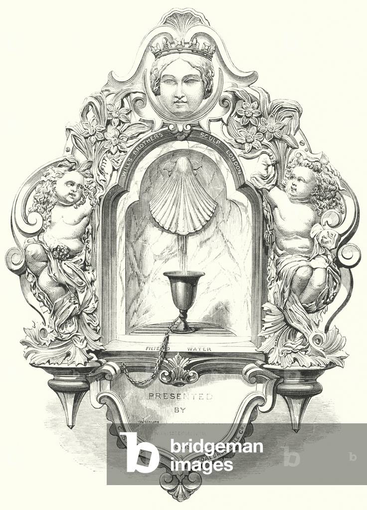 Public drinking fountains (engraving)