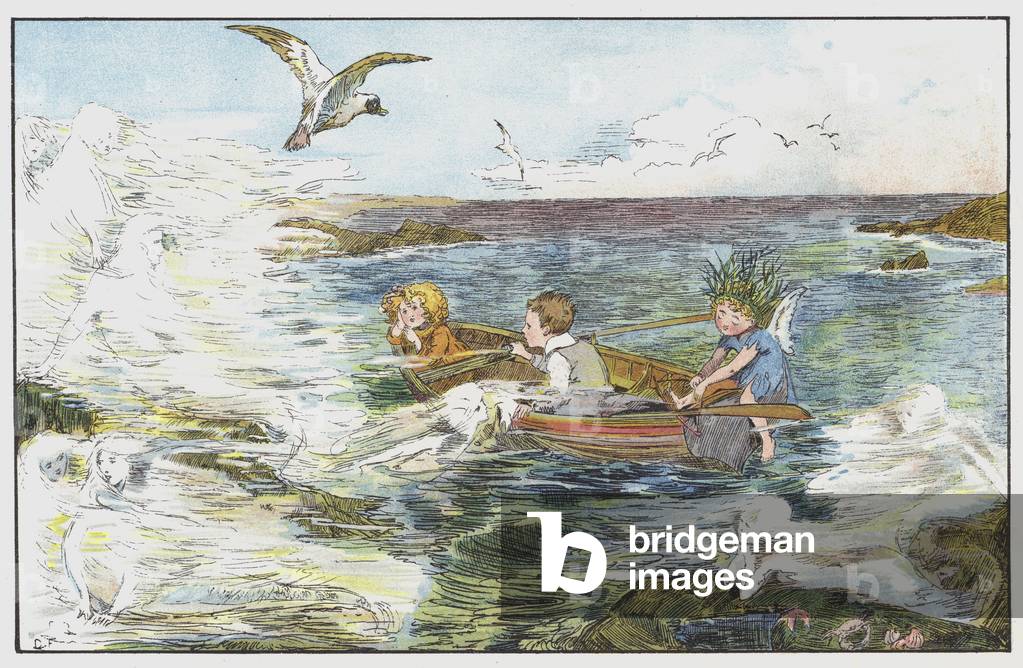 Love-in-a-Mist introduces them to the Sea Mists on the rocks (colour litho)