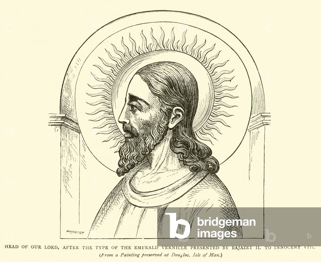 Head of Our Lord, after the type of the Emerald Vernicle presented by Bajazet II to Innocent VIII (engraving)