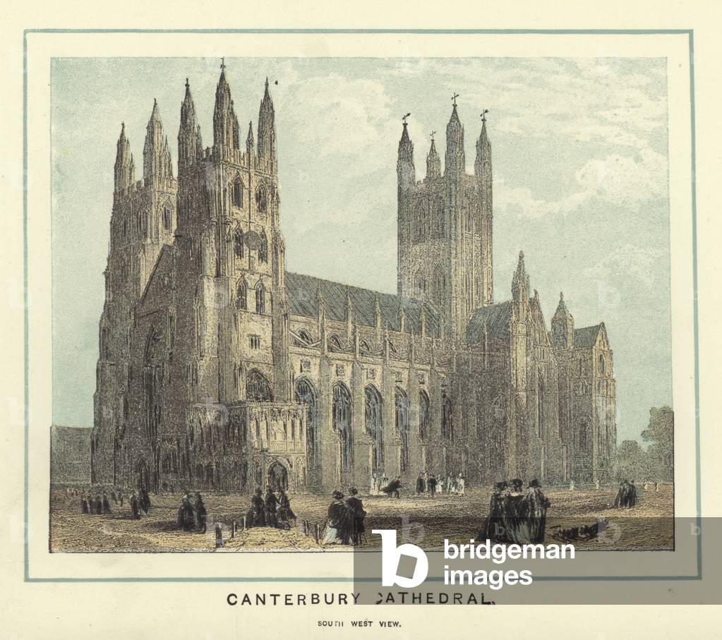 Canterbury Cathedral, south west view (colour litho)