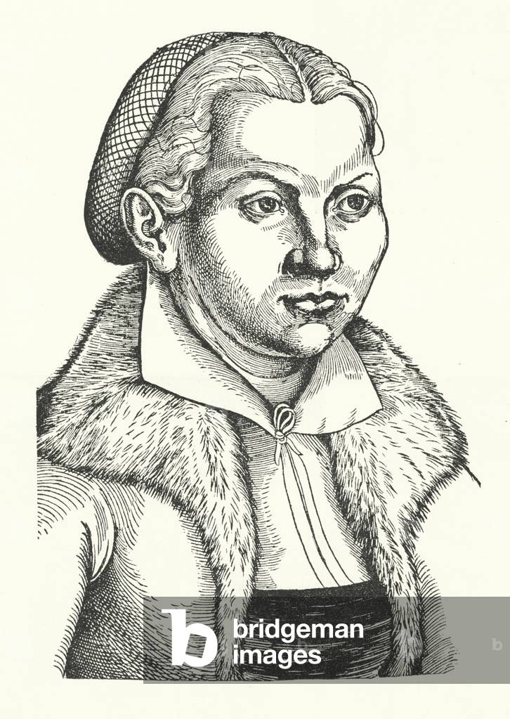 Katharina von Bora, wife of German Protestant reformer Martin Luther (engraving)