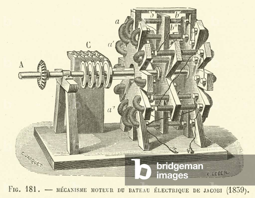 Mecanisme Moteur Du Bateau Electrique De Jacobi, 1839 (engraving)