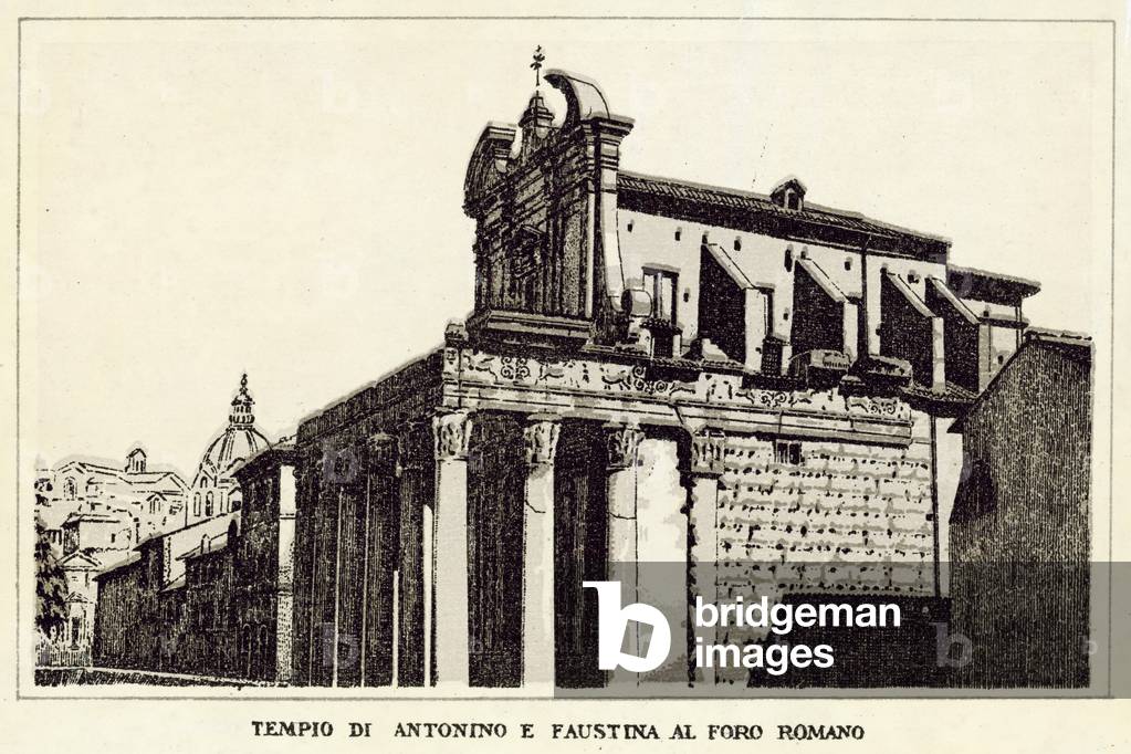 Roma: Tempio Di Antonino E Faustina Al Foro Romano (litho)