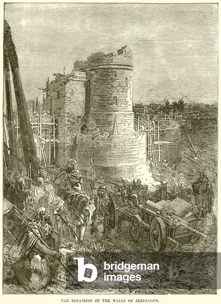 The repairing of the Walls of Jerusalem (engraving)