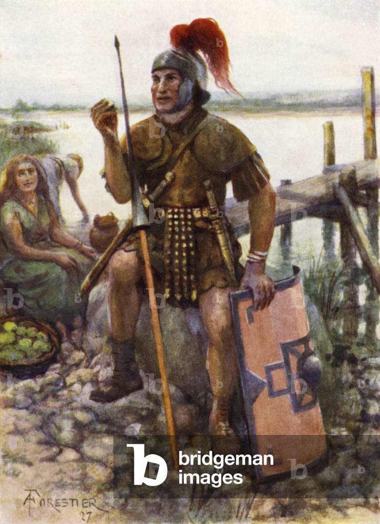 An Auxiliary at a Ferry on the Tyne (colour litho)