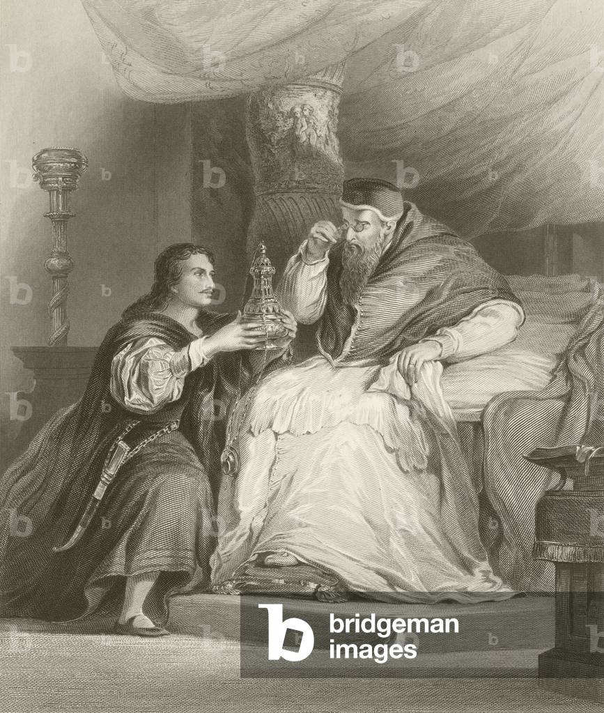 Benvenuto Cellini and the Pope (engraving)