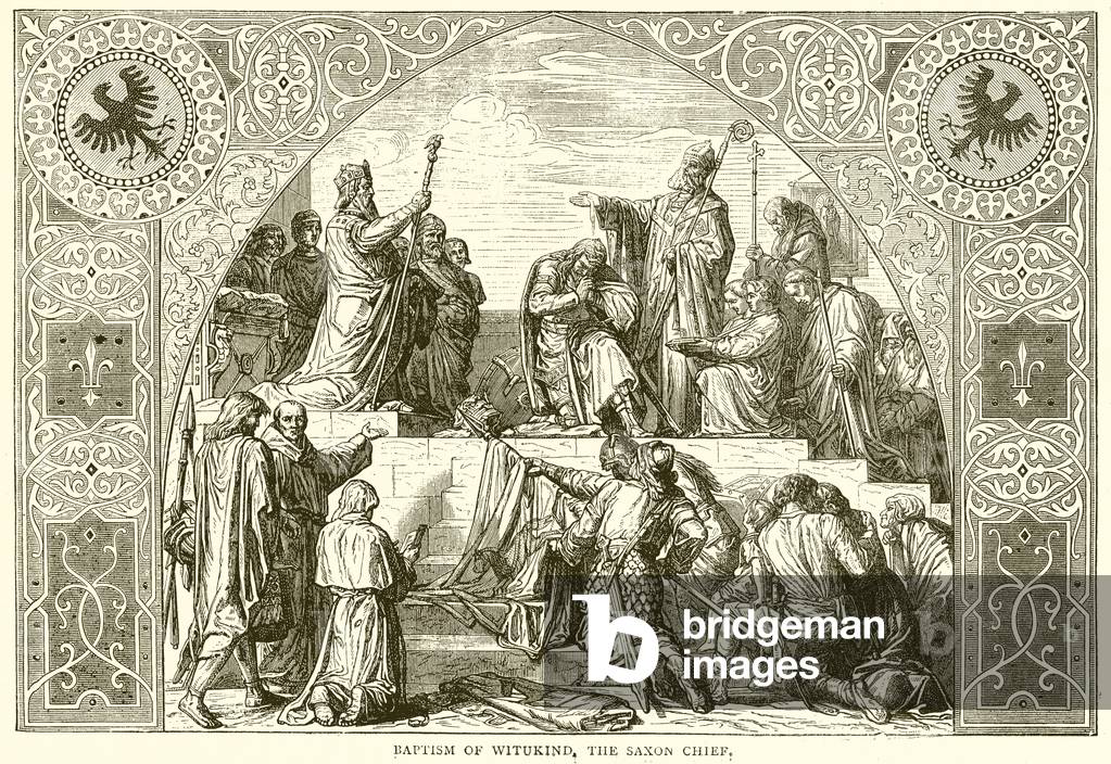 Baptism of Witukind. The Saxon Chief (engraving)