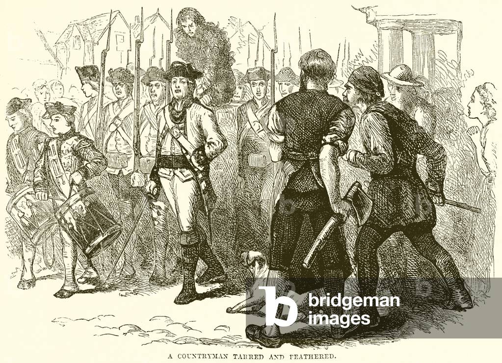 A countryman tarred and feathered (engraving)