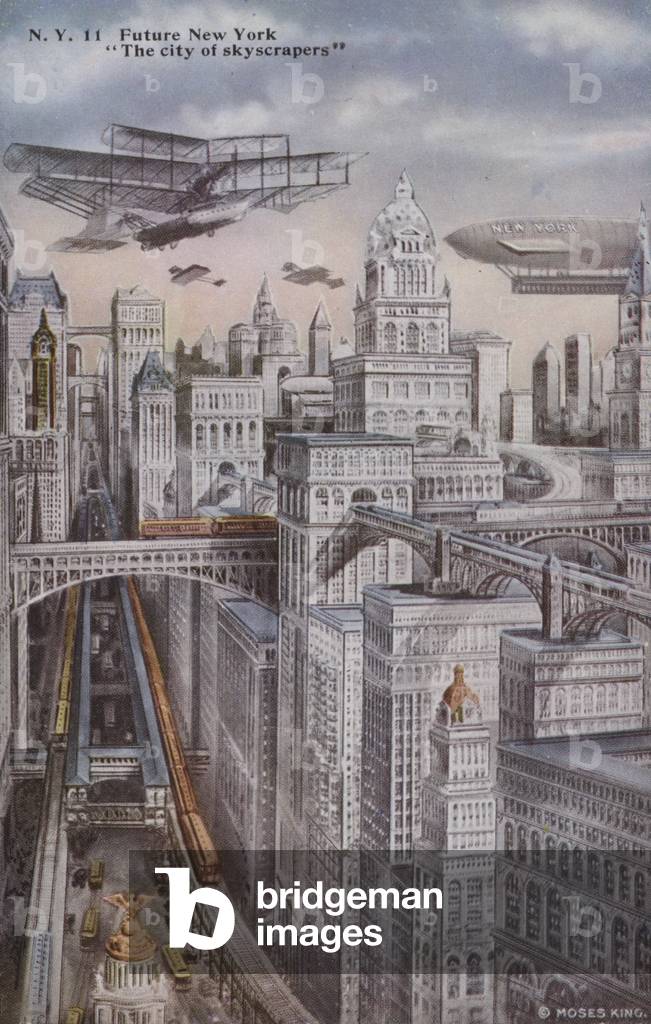 Future New York (colour litho)