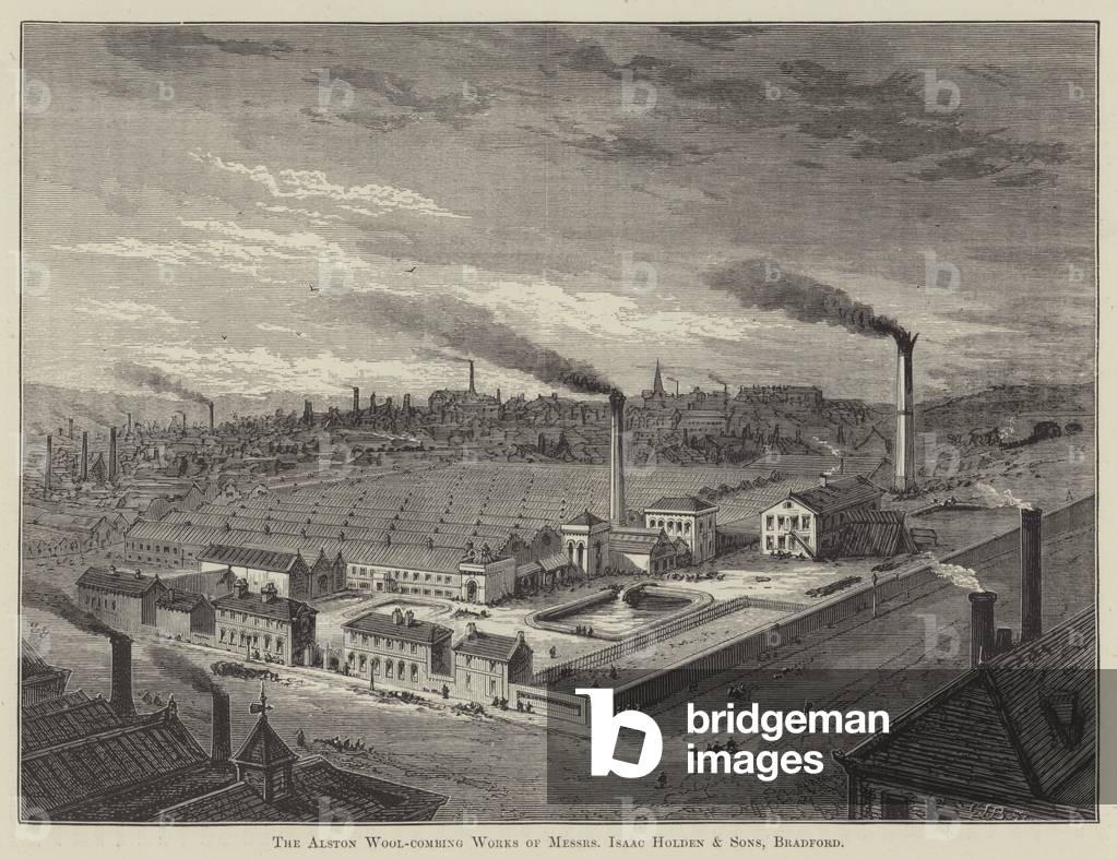 The Alston Wool-Combing Works of Messers Isaac Holden and Sons, Bradford (engraving)