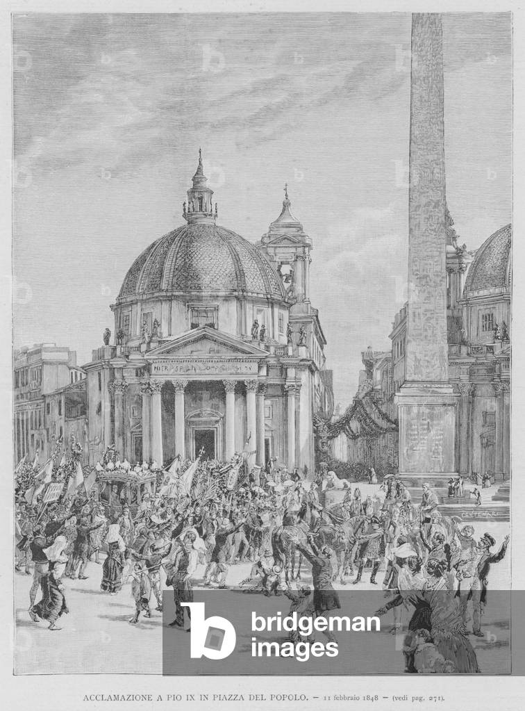 Acclamazione A Pio IX In Piazza Del Popolo, 11 febbraio 1848 (engraving)