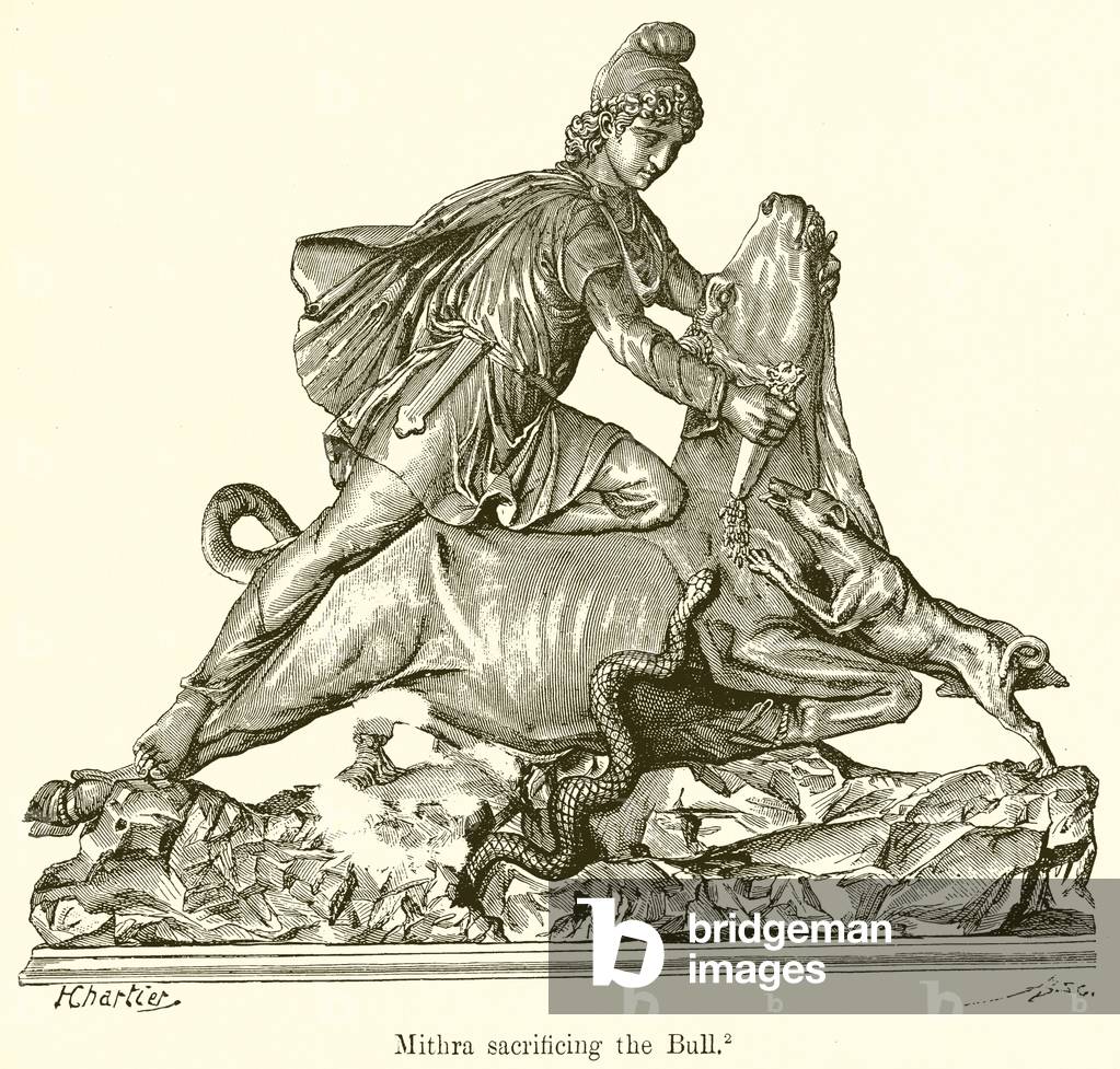 Mithra sacrificing the Bull (engraving)