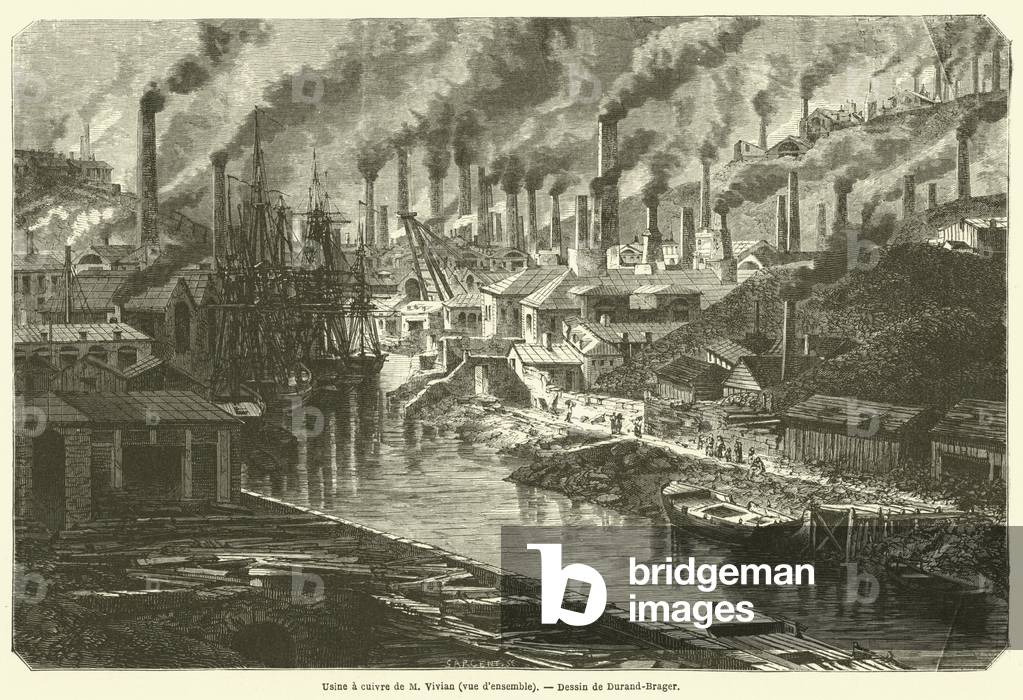 Usine a cuivre de M Vivian, vue d'ensemble (engraving)