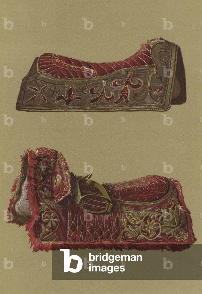 Embroidered Velvet Saddles of Prince Rupert and King Charles I (chromolitho)