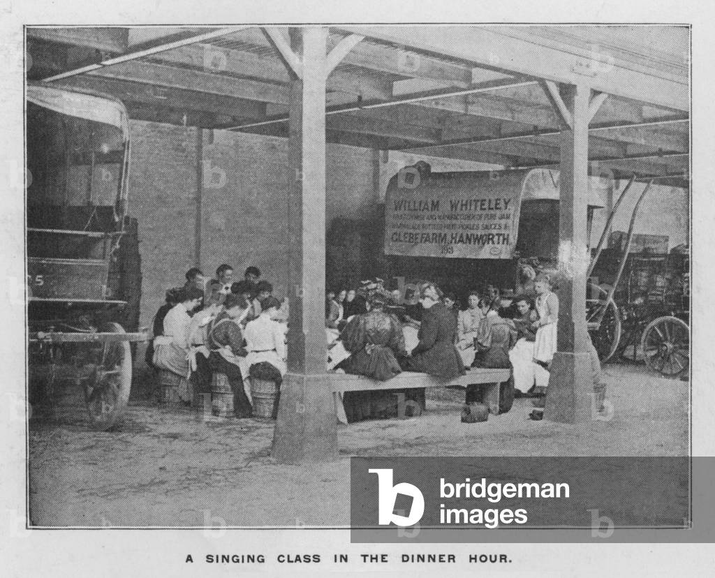 Whiteley's Farms: A singing class in the dinner hour (b/w photo)