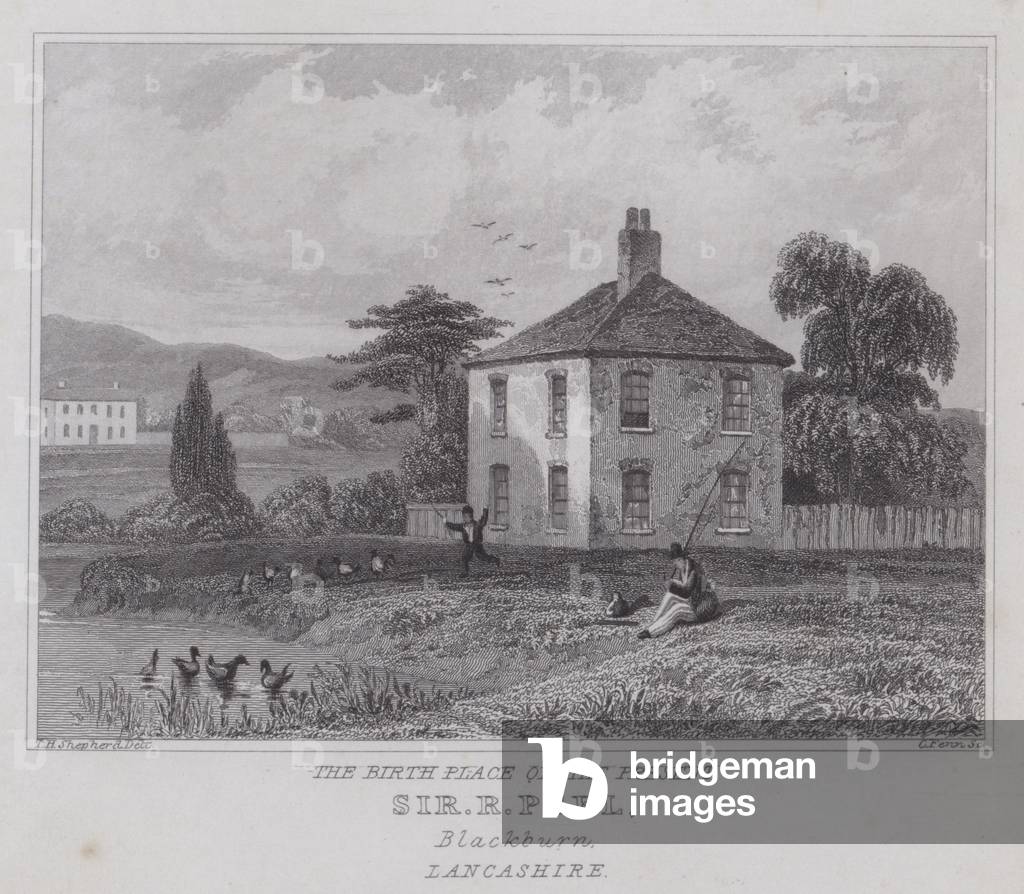 The birth place of the present Sir R Peel, Blackburn, Lancashire (engraving)