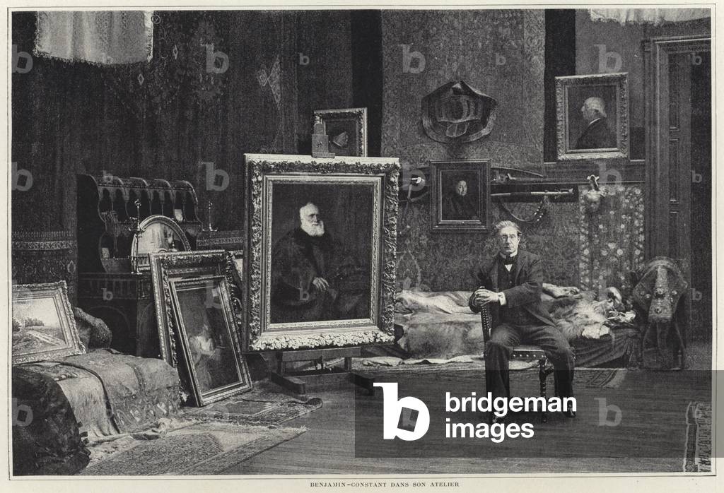 Jean-Joseph Benjamin-Constant in his workshop (b/w photo)