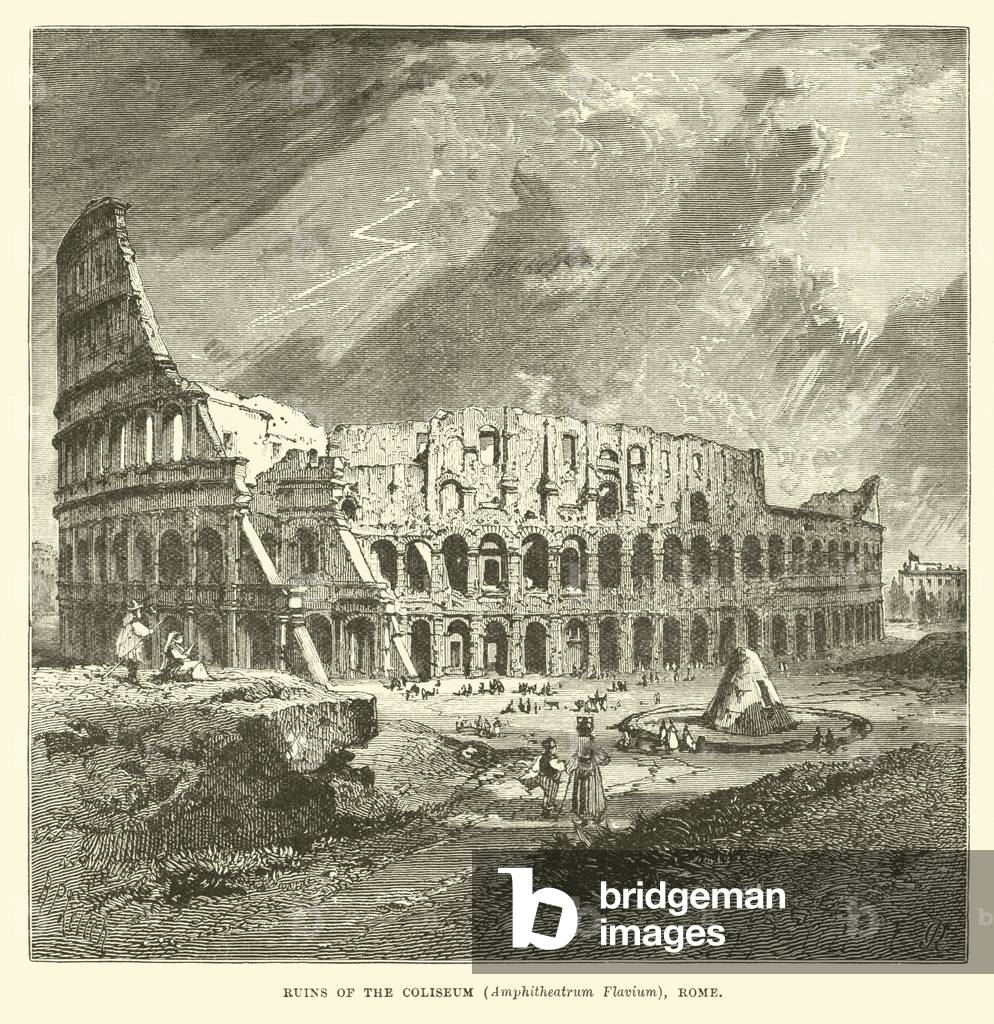 Ruins of the Coliseum, Amphitheatrum Flavium, Rome (engraving)