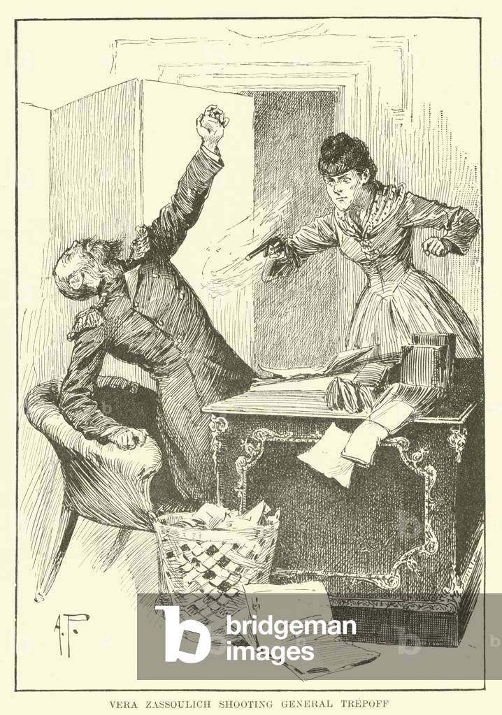Vera Zassoulich shooting General Trepoff (engraving)