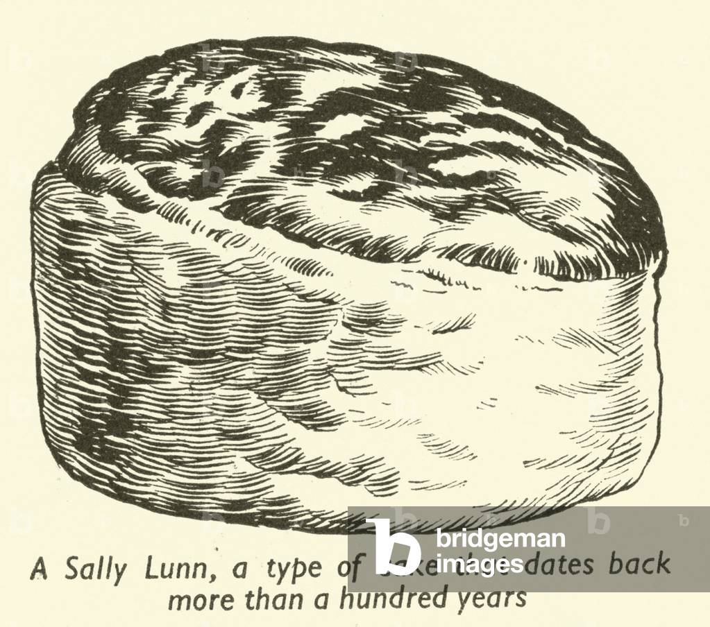 A Sally Lunn, a type of cake that dates back more than a hundred years (litho)