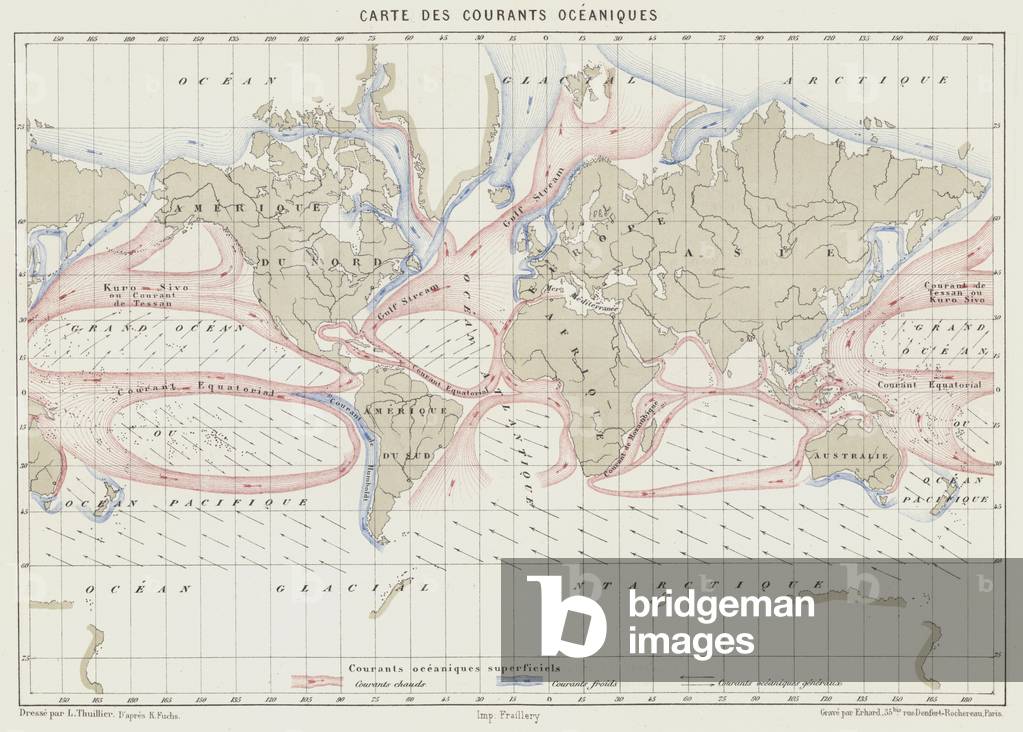 Carte des Courants Oceaniques (colour litho)