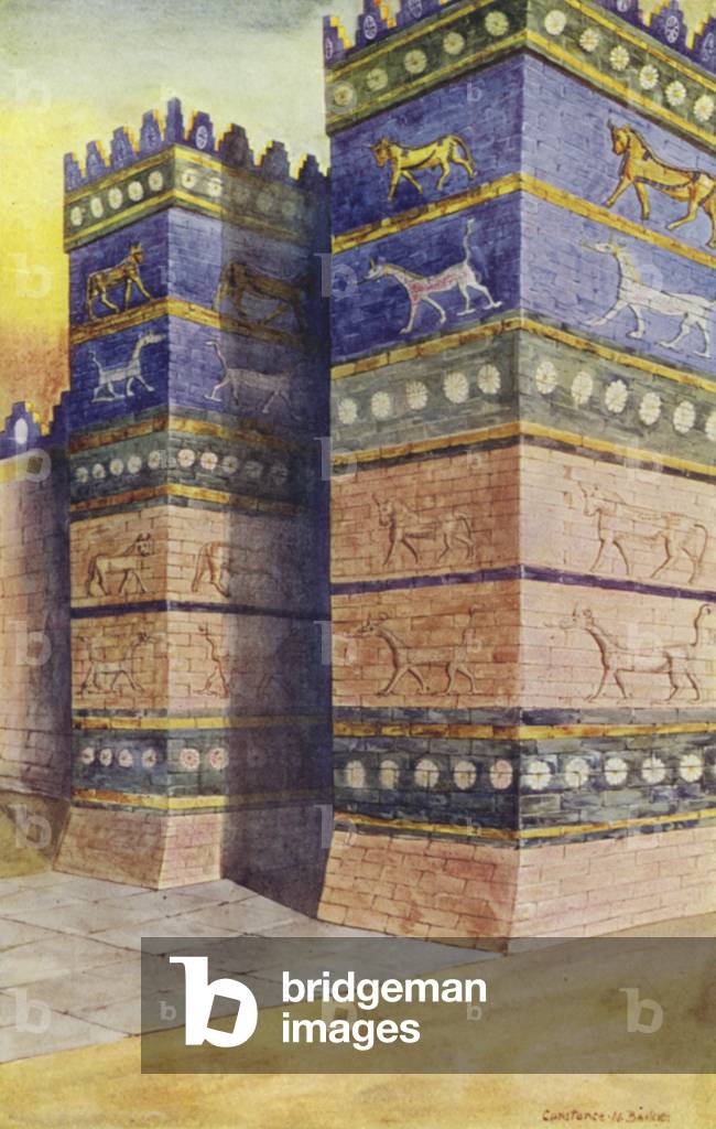 Ancient Assyria: The City Gate (colour litho)