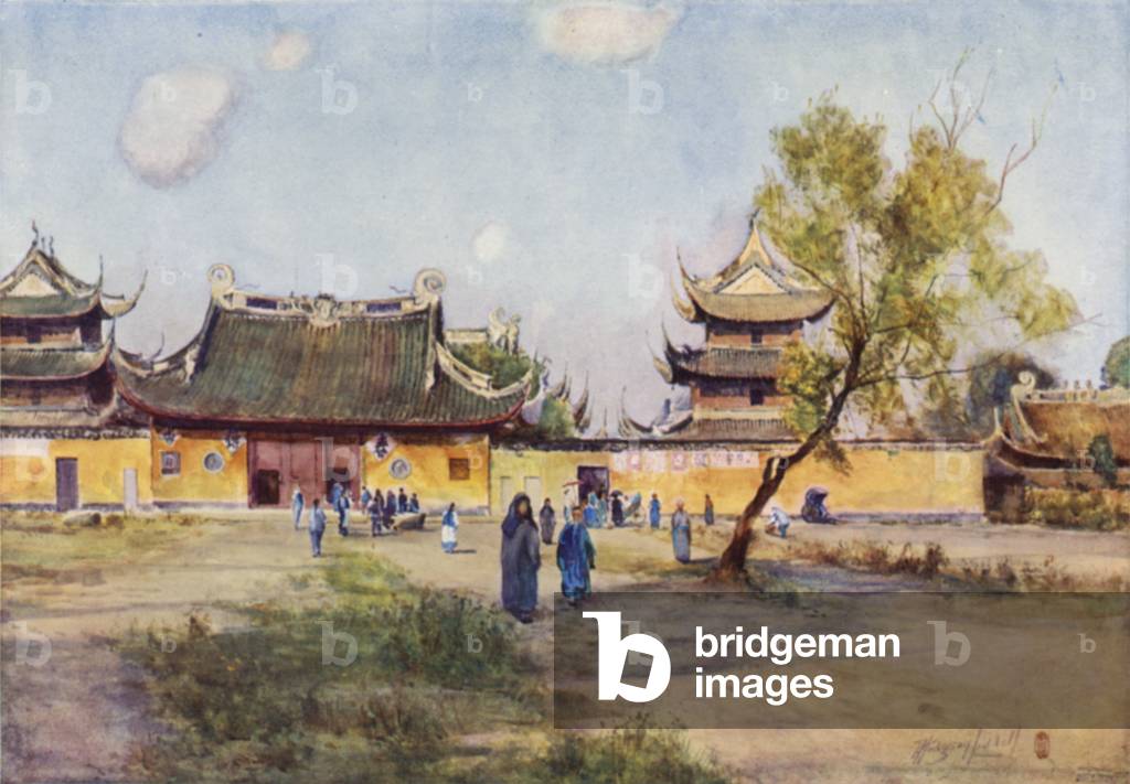 Loongwha Temples, near Shanghai (colour litho)