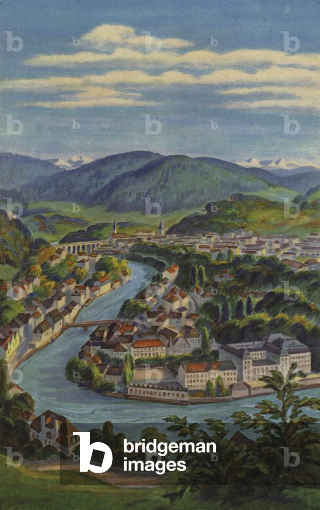 Swiss Spas: Baden (colour litho)