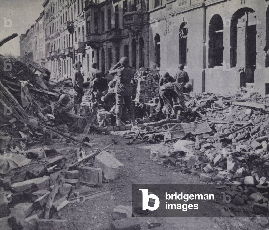 Capture of Aachen, Germany, by the US 1st Army, World War 2, October 1944 (b/w photo)