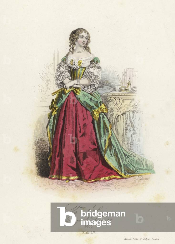 Madame de Grignan, French aristocrat of the time of Louis XIV (coloured engraving)
