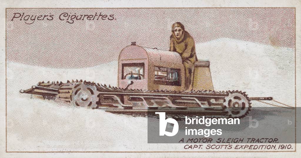 A Motor Sleigh Tractor, Captain Scott's Expedition, 1910 (chromolitho)