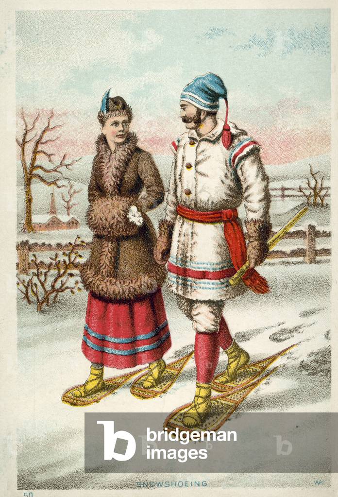 Snowshoeing (chromolitho)