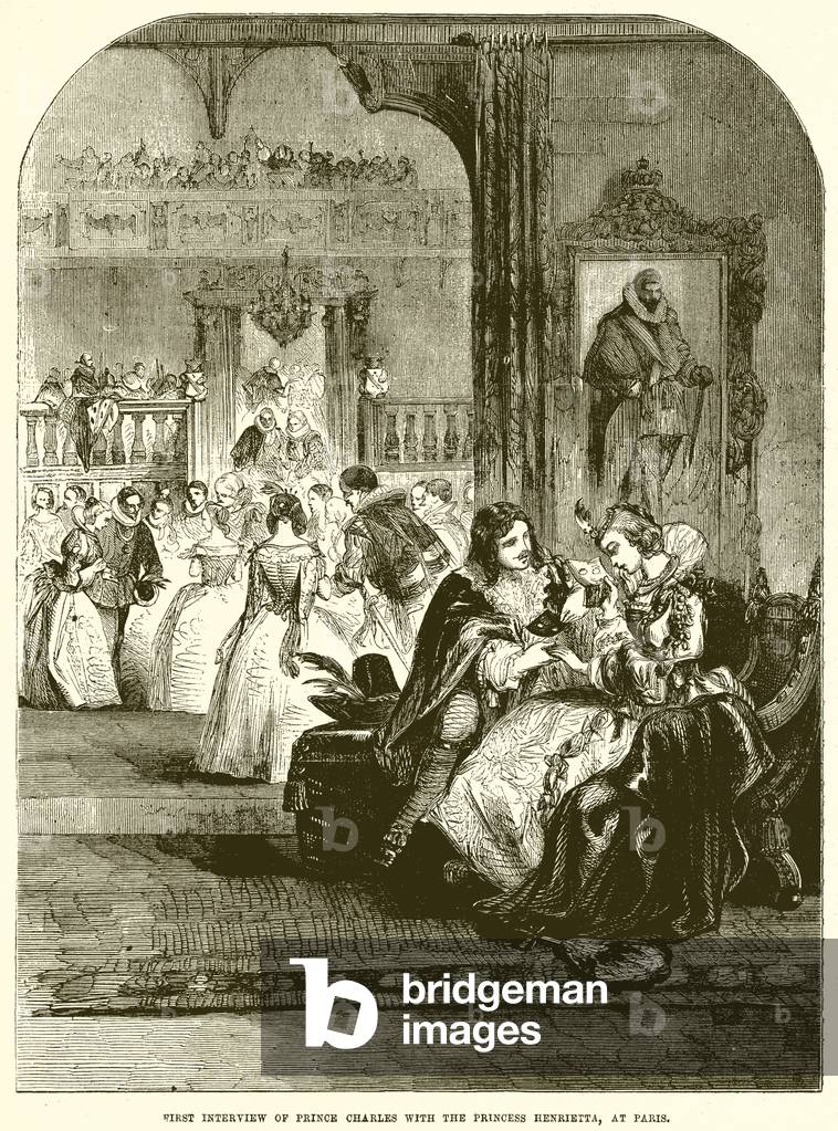 First interview of Prince Charles with the Princess Henrieita, at Paris (engraving)